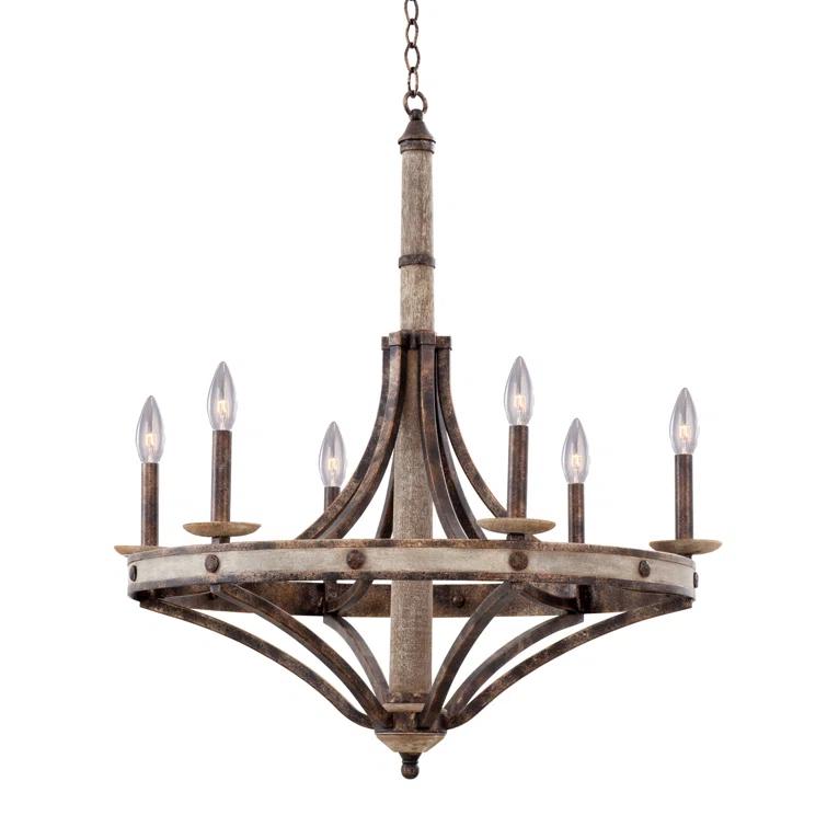 Coronado 6 - Light Iron Dimmable Empire Chandelier
