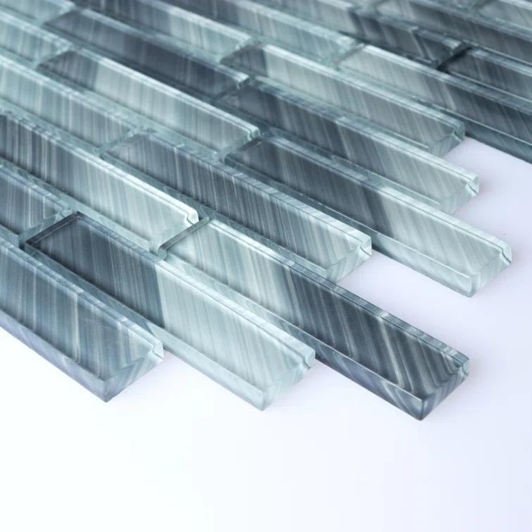 Premium Hand Painted 1" x 4" Straight Edge Glass Mosaic Tile