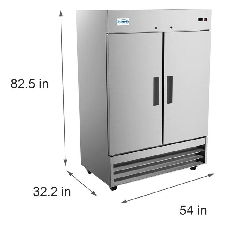 KoolMore 47 cu. ft. Commercial 2 Solid Door Reach In Refrigerator in Stainless Steel