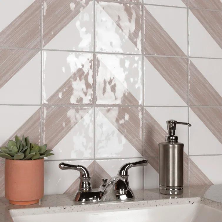 Triangle 6" x 6" Ceramic Patterned Wall Tile