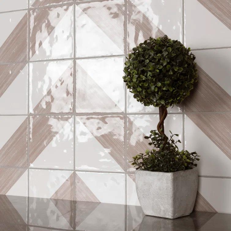 Triangle 6" x 6" Ceramic Patterned Wall Tile