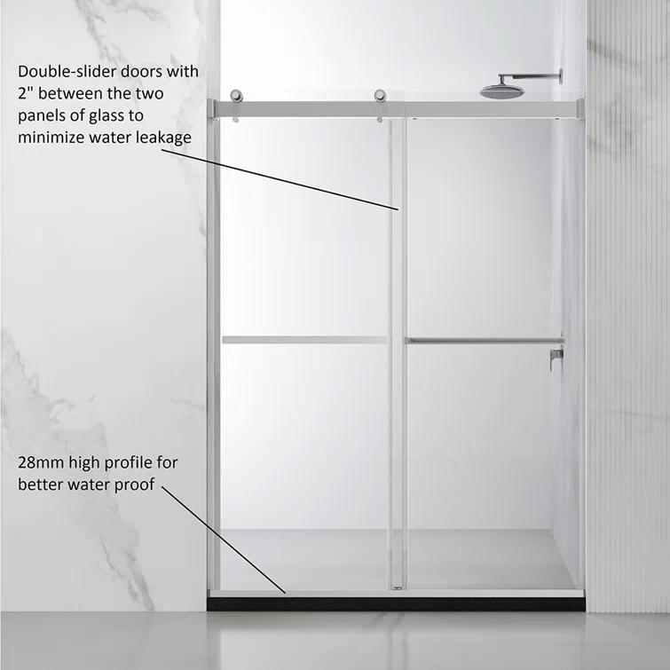 Spezia 44" - 48"W x 76" H Double Sliding Frameless Shower Door