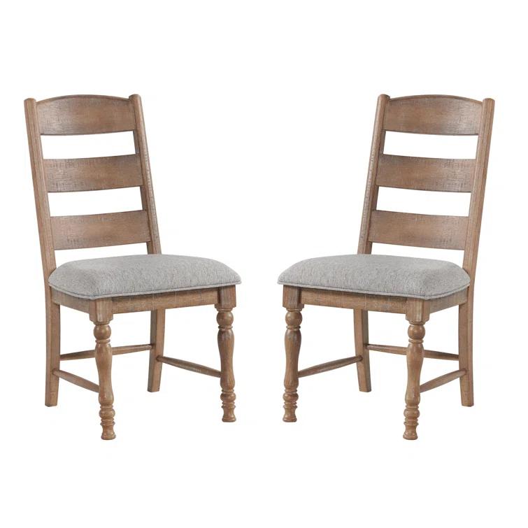 Labruna Ladder Back Side Chair with Cushion Seat, Sandwash