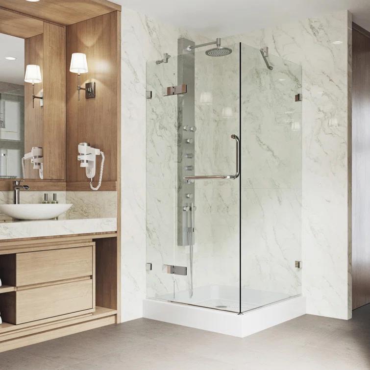 Monteray 36" W x 36" D x 79" H Hinged Frameless Shower Enclosure with 3/8Clear Glass&Base