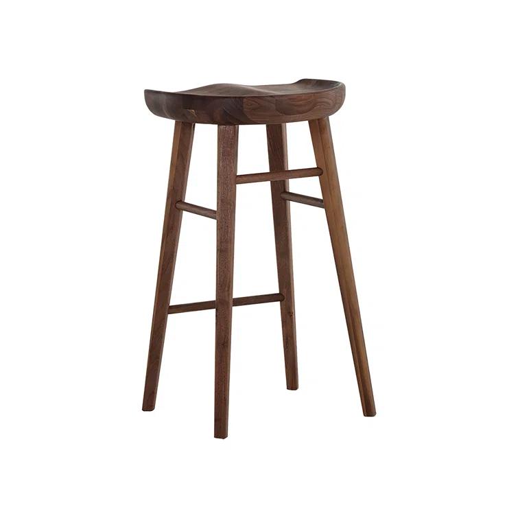 Dominic Walnut Wood Counter Stool with Sculpted Seat
