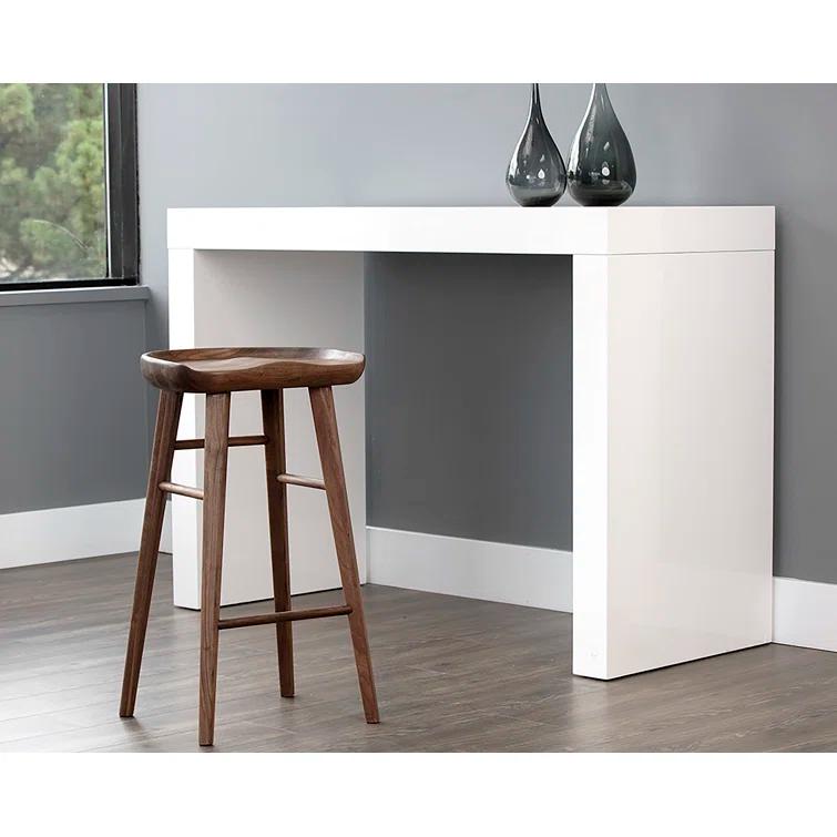 Dominic Walnut Wood Counter Stool with Sculpted Seat