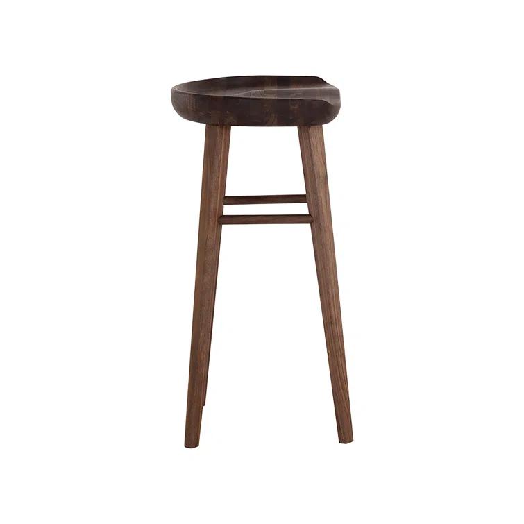Dominic Walnut Wood Counter Stool with Sculpted Seat