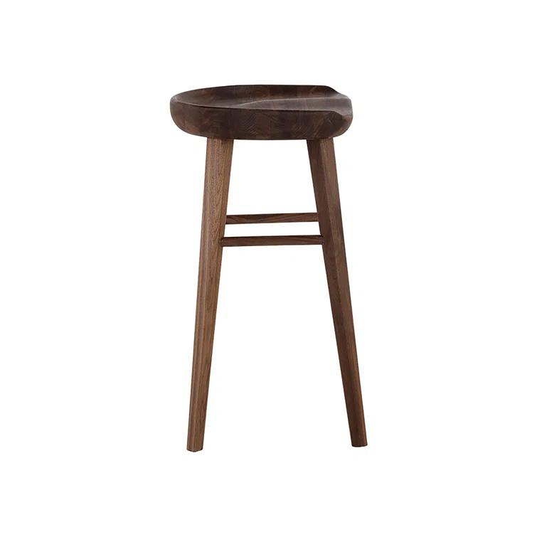 Dominic Walnut Wood Counter Stool with Sculpted Seat