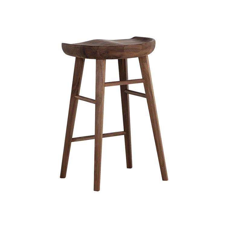 Dominic Walnut Wood Counter Stool with Sculpted Seat