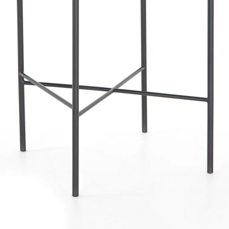 Garza 44'' Smoke Grey Genuine Leather & Iron Bar Stool