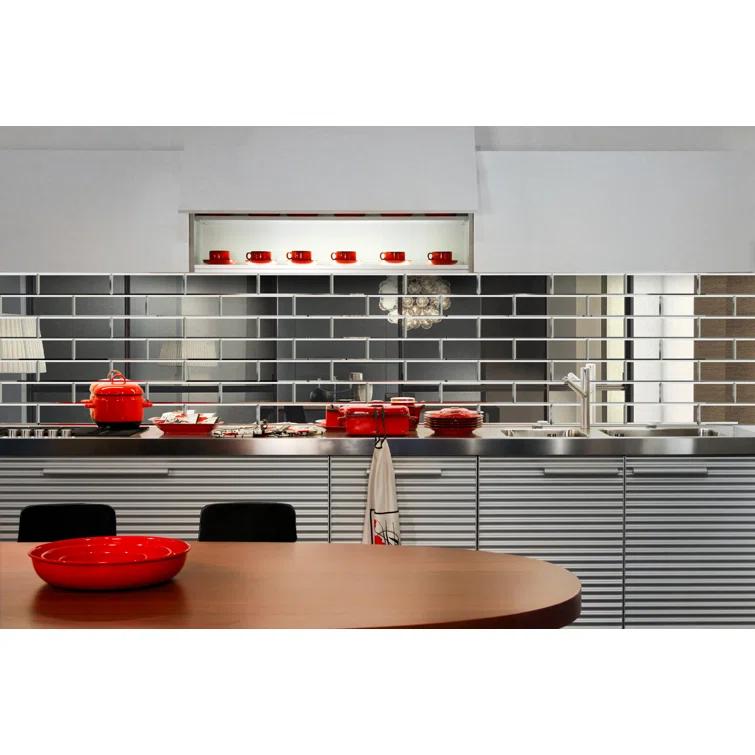 3" x 10" Beveled Glass Subway Tile