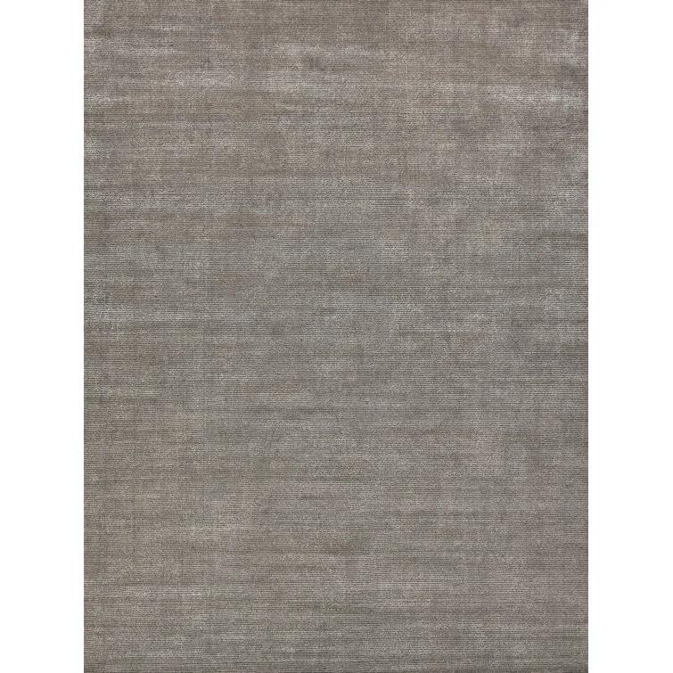 Handmade Rectangular Silver and Dark Gray Wool Viscose Area Rug