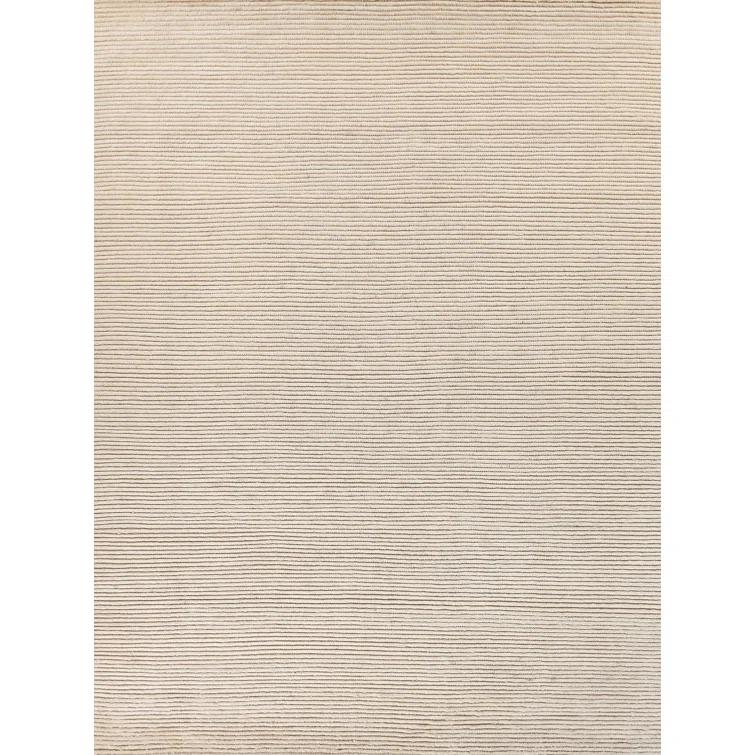 Kaza Striped Hand-Knotted Wool White/Ivory Area Rug