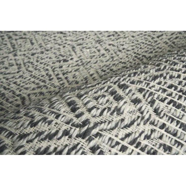 EXQUISITE RUGS Woven Earth Handmade Flatweave Wool Charcoal/Ivory Area Rug | Wayfair