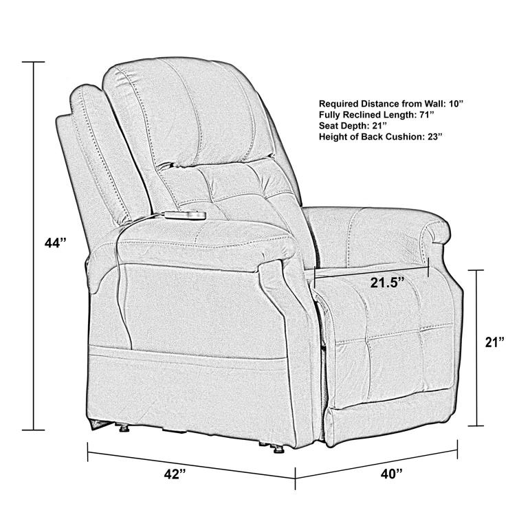 Haywood Power Lift Assist Lay Flat Recliner with Adjustable Headrest and Heat & Massage