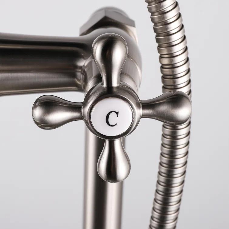 Tahoe 2 Handle Floor Clawfoot Tub Faucet with Diverter