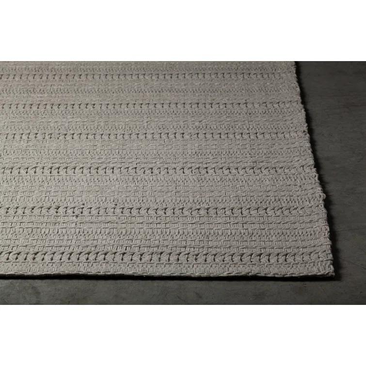 Taupe Rectangular Hand-Woven Wool Area Rug with Cotton Backing