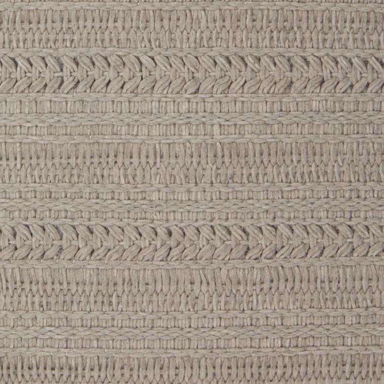 Taupe Rectangular Hand-Woven Wool Area Rug with Cotton Backing