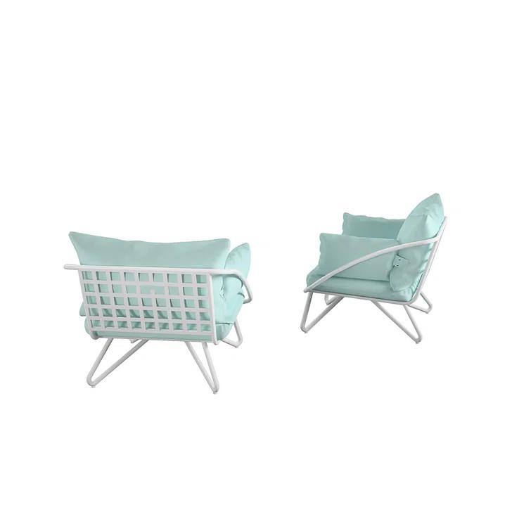 Teddi Powder Coated Steel Outdoor Lounge Chair with Cushions