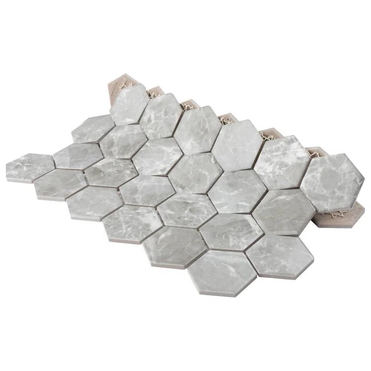 Flo 2" Hex Grey 11-1/8" x 12-5/8" Porcelain Mosaic Floor and Wall Tile