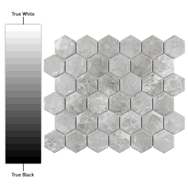 Flo 2" Hex Grey 11-1/8" x 12-5/8" Porcelain Mosaic Floor and Wall Tile
