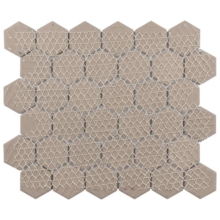 Flo 2" Hex Grey 11-1/8" x 12-5/8" Porcelain Mosaic Floor and Wall Tile