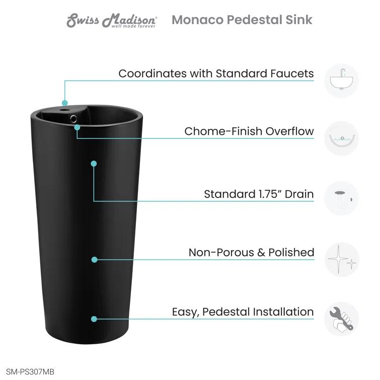 Monaco Circular Basin Pedestal Sink