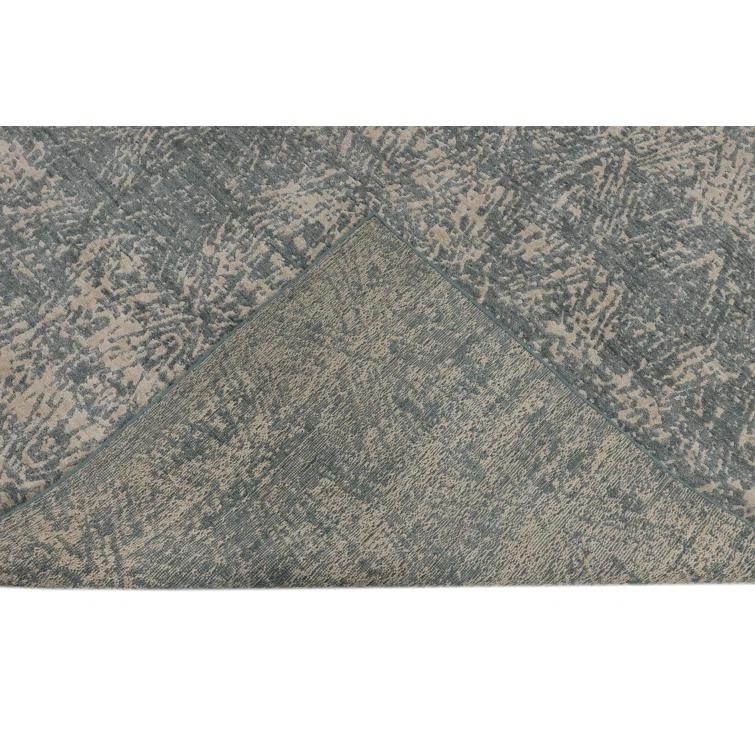 Handmade Blue and Beige Wool Viscose 10' x 14' Rectangular Rug