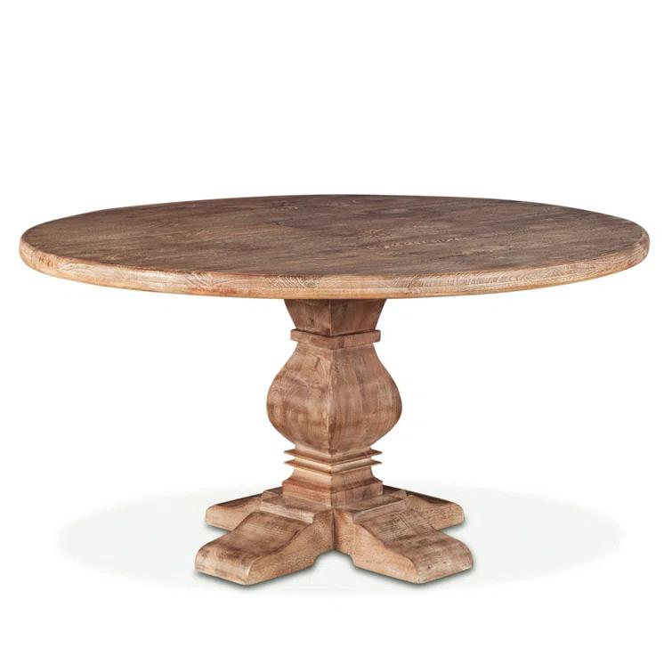 Candace 54" Reclaimed Mango Wood Round Dining Table in Antique Oak
