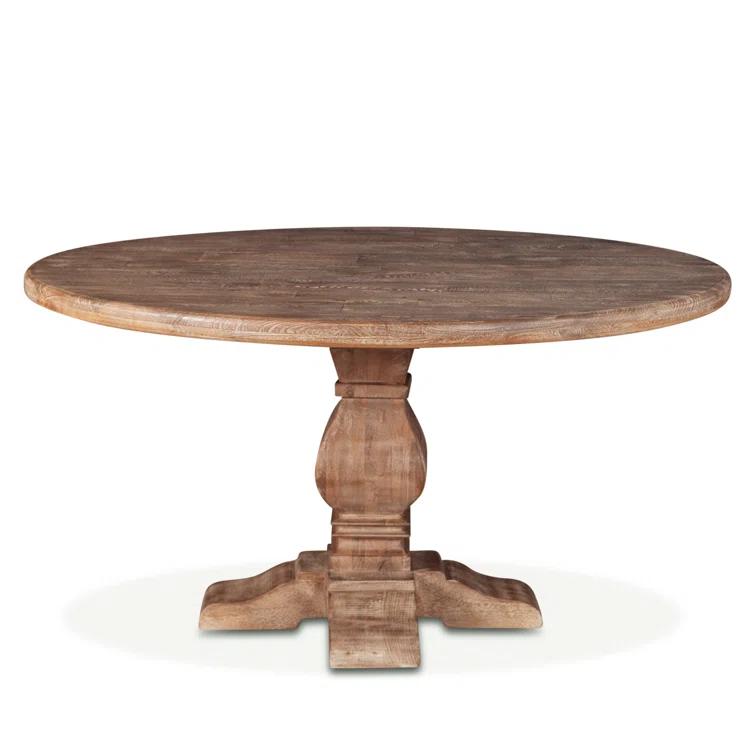Candace 54" Reclaimed Mango Wood Round Dining Table in Antique Oak