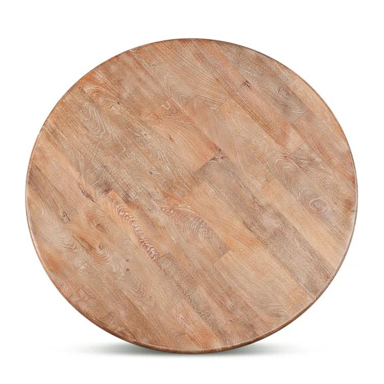 Candace 54" Reclaimed Mango Wood Round Dining Table in Antique Oak