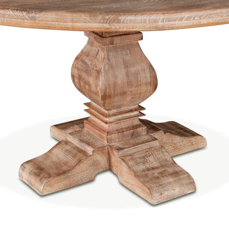 Candace 54" Reclaimed Mango Wood Round Dining Table in Antique Oak