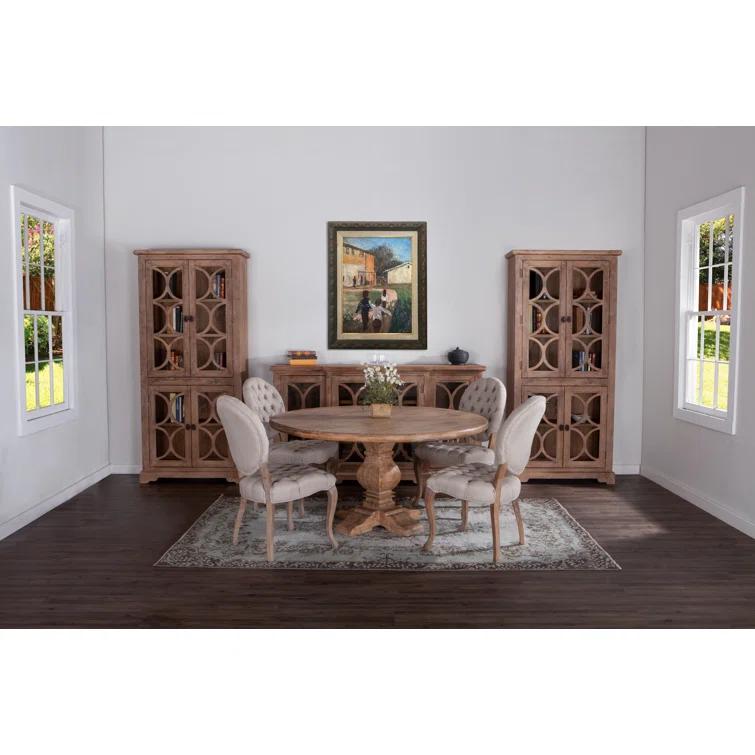 Candace 54" Reclaimed Mango Wood Round Dining Table in Antique Oak