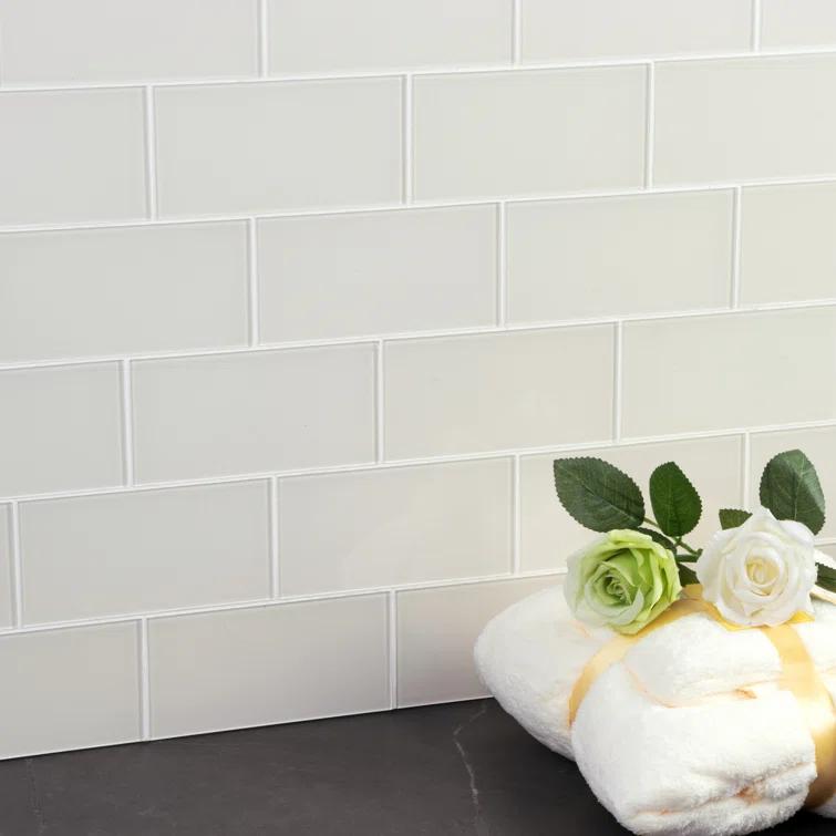 3'' W x 6'' L Glass Peel and Stick Subway Tile
