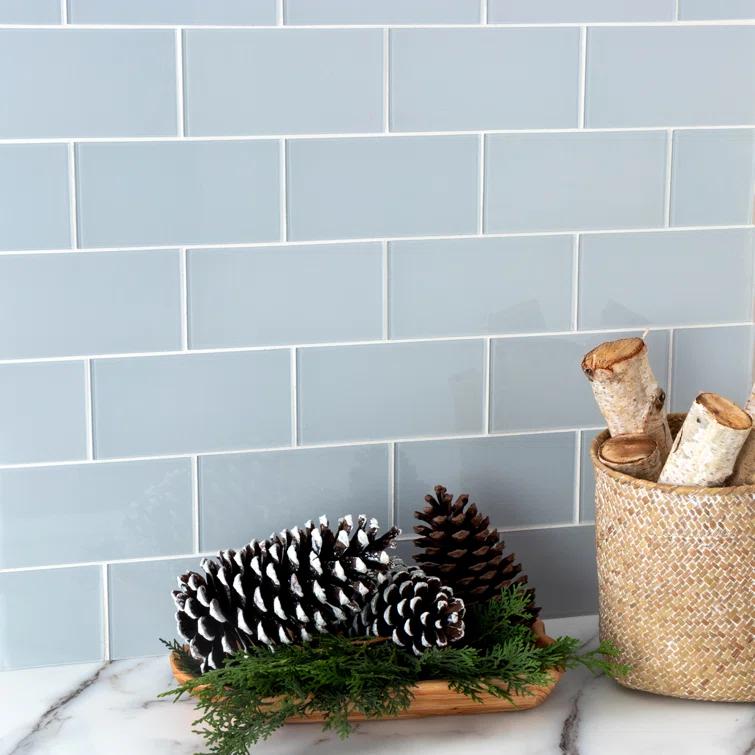 3'' W x 6'' L Glass Peel and Stick Subway Tile