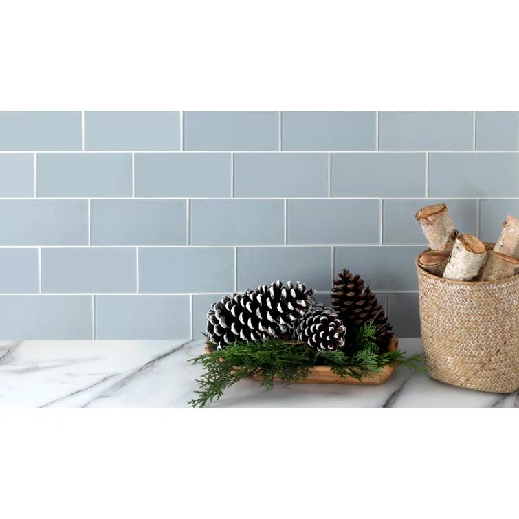 3'' W x 6'' L Glass Peel and Stick Subway Tile