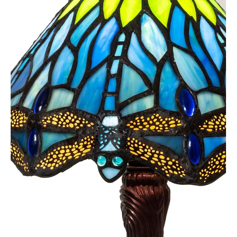 230981 Meyda 13" High Tiffany Hanginghead Dragonfly Table Lamp