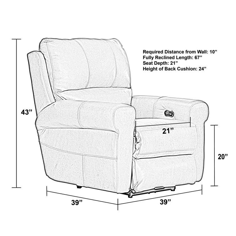 Nicey Italian Leather Match Power Recliner