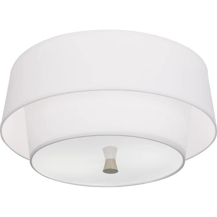 Decker 17" Polished Nickel and White Flush Mount Light