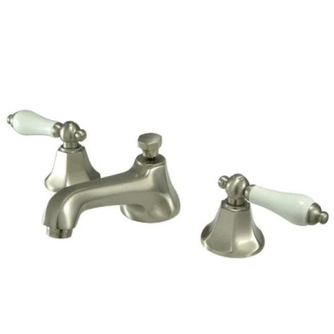 Kingston Brass KS4468PL Kingston Brass Metropolitan Two-Handle 3-Hole Deck Mount Widespread Bathroom Faucet with Brass Pop-Up Drain