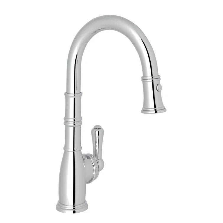Modern Chrome Brass Bar Faucet with Pull-out Spray