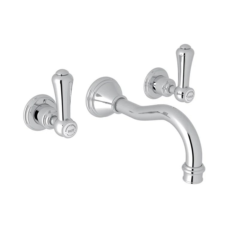 Polished Nickel Traditional Wall Mounted Widespread Faucet