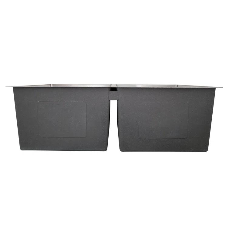 Sinber 32" x 19" Undermount Double Bowl Kitchen Sink with 18 Gauge 304 Stainless Steel Satin Finish