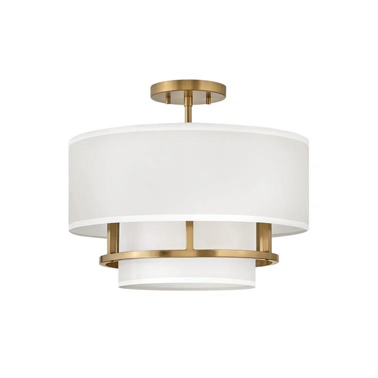 Graham Three-Light Semi-Flush Mount Ceiling Light w/ Faux Parchment Shades