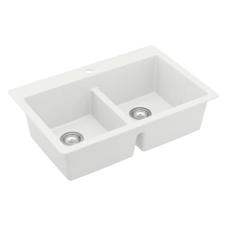 Karran Quartz 33'' X 22'' 50/50 Double Bowl Composite Drop-in Kitchen Sink