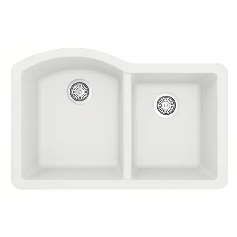 Karran Undermount Quartz Composite 32'' X 21'' 60/40 Double Bowl Kitchen Sink