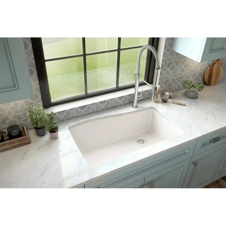 Karran Karran Undermount Quartz Composite 33-1/2'' X 21'' Single Bowl Kitchen Sink QU-722-WH
