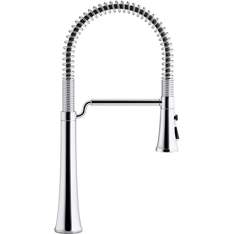 Kohler Tone Single Handle Semi-Professional Pre-Rinse Kitchen Sink Faucet with Three-Function Pull Down Sprayer