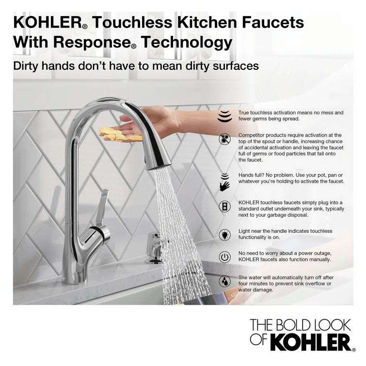 Tone Touchless Pull-Down Kitchen Sink Faucet with Three-Function Sprayhead