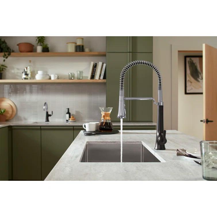 Kohler Tone Single Handle Semi-Professional Pre-Rinse Kitchen Sink Faucet with Three-Function Pull Down Sprayer